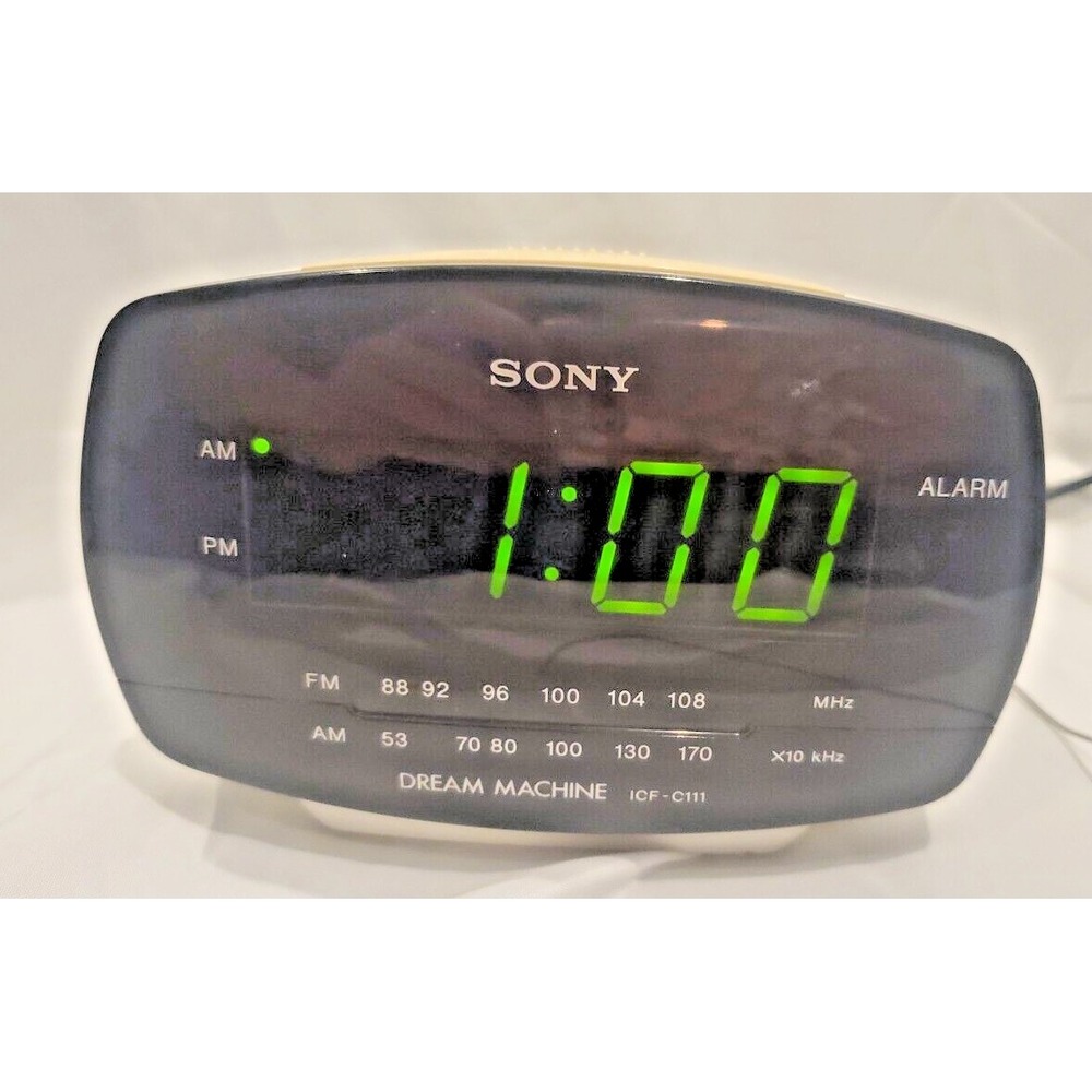 SONY‎ DREAM MACHINE Clock Radio ICF-C111 White WORKS Vintage